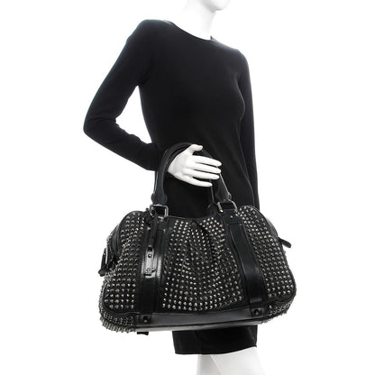 Burberry Prorsum Calfskin Studded Knight Satchel Black 2 of 22