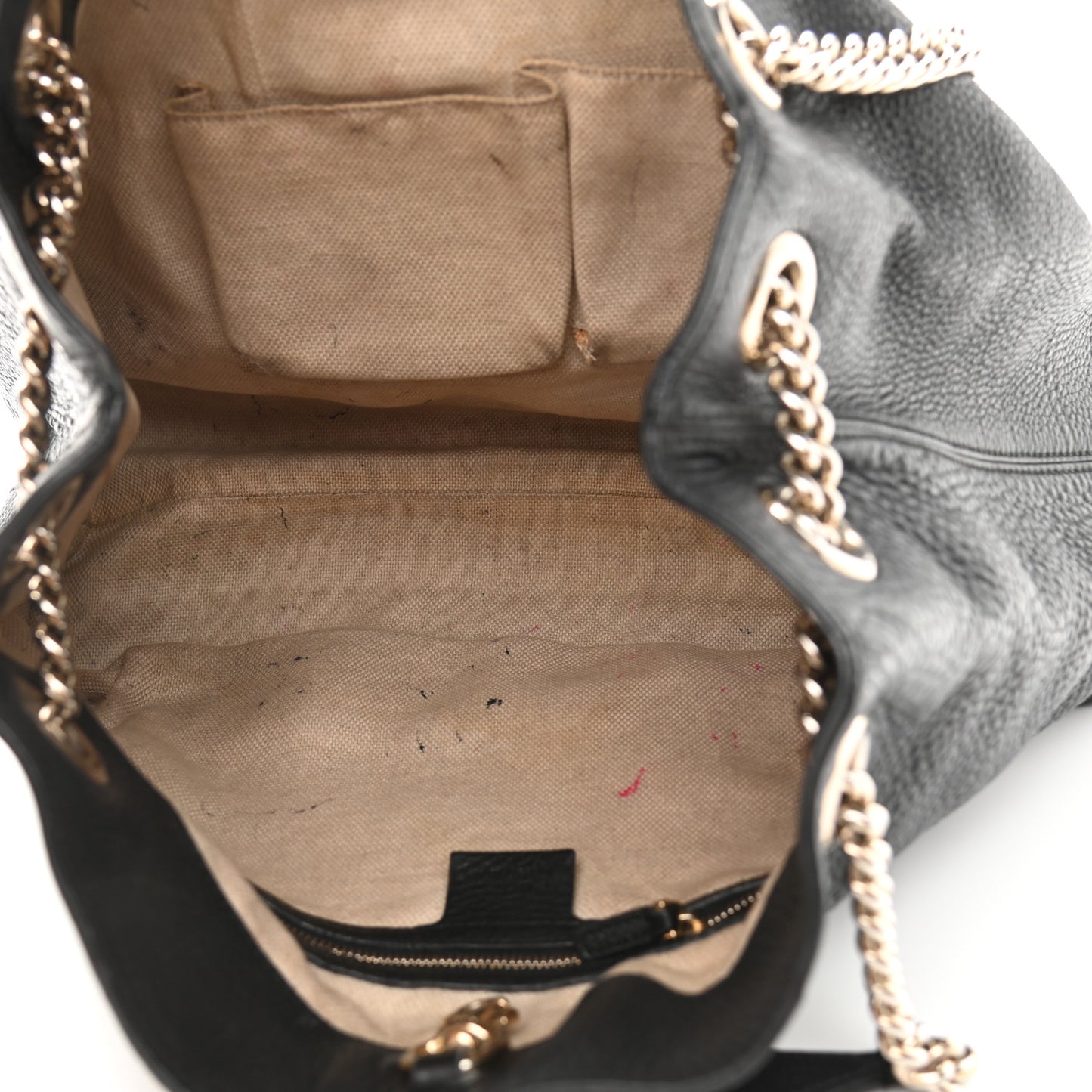 Pebbled Calfskin Medium Soho Chain Shoulder Bag Black