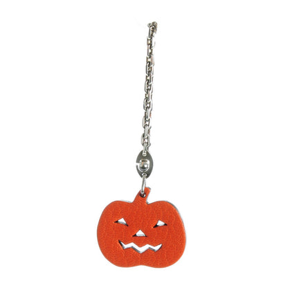 Hermes Chevre Pumpkin Key Chain Bag Charm Orange 1 of 5