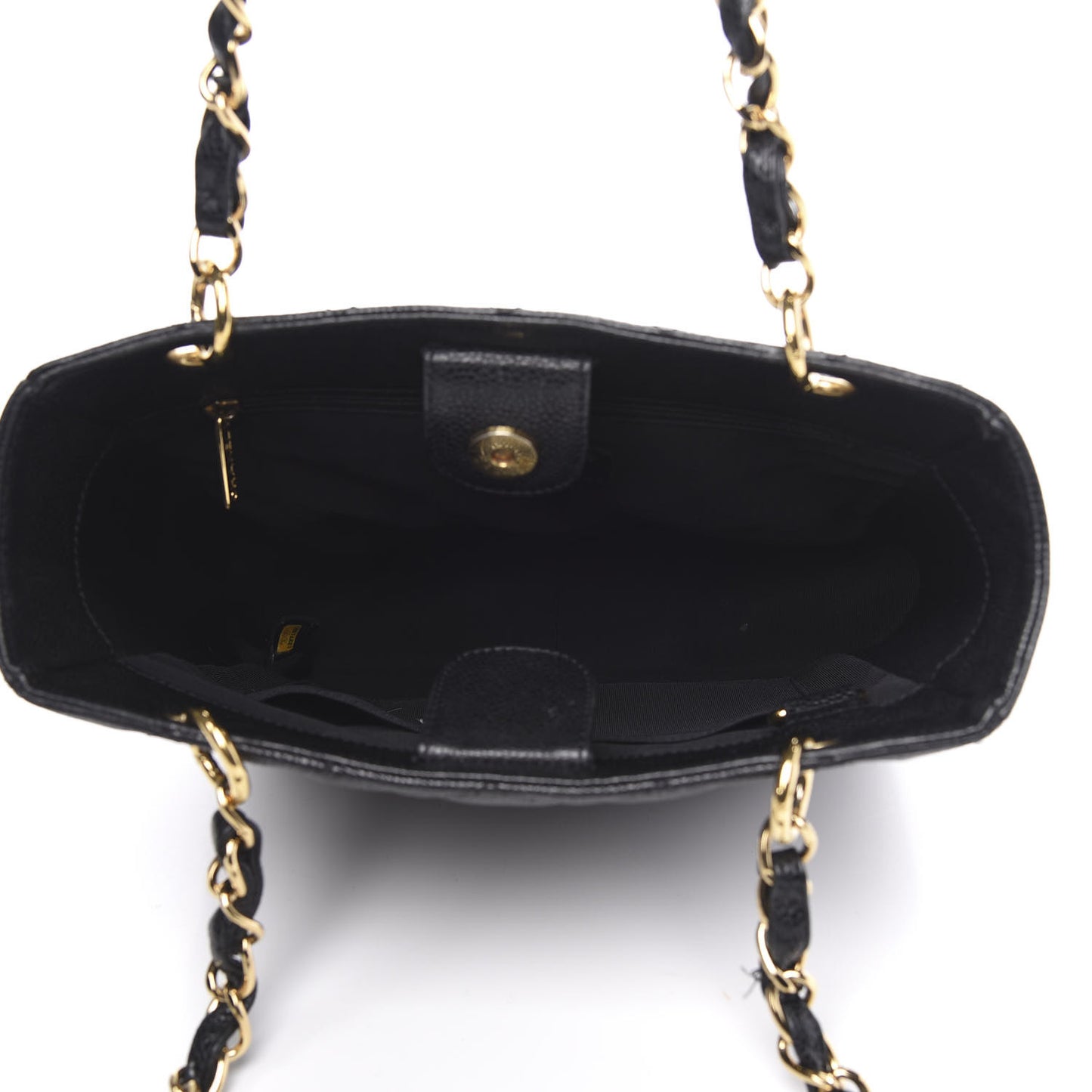 Caviar Quilted Petit Shopping Tote PST Black