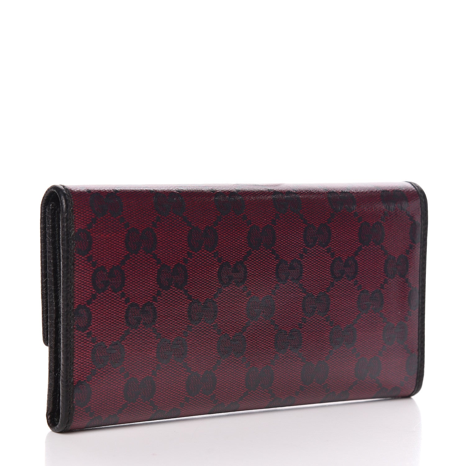 Gucci Crystal Monogram Dollar Calfskin Continental Flap Wallet Light Cherry Black 3 of 8