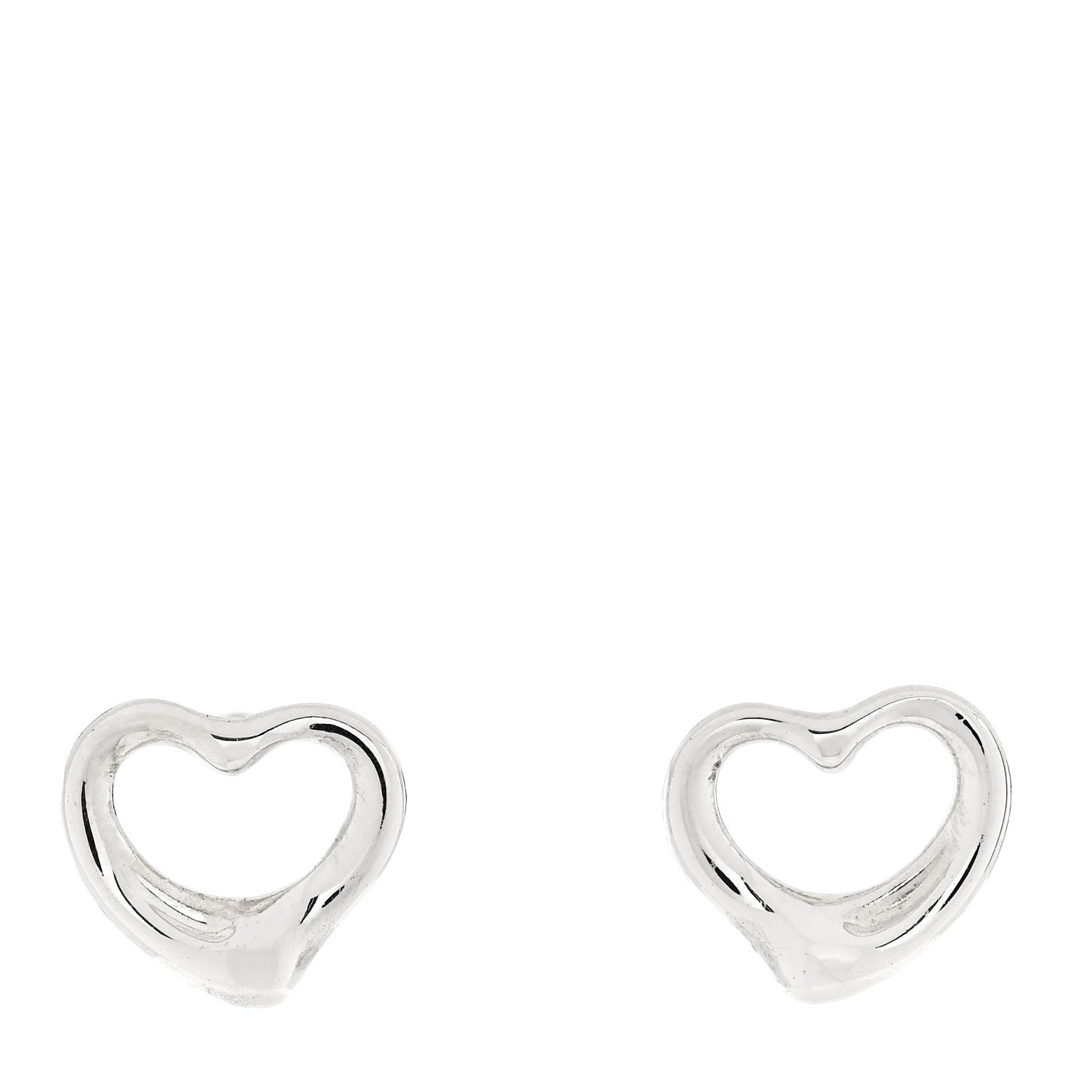 Tiffany Sterling Silver Elsa Peretti 11mm Open Heart Earrings 1 of 4