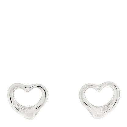 Tiffany Sterling Silver Elsa Peretti 11mm Open Heart Earrings 1 of 4
