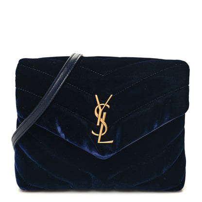 Saint Laurent Velvet Y Quilted Monogram Toy Loulou Chain Satchel Deep Marine 1 of 12