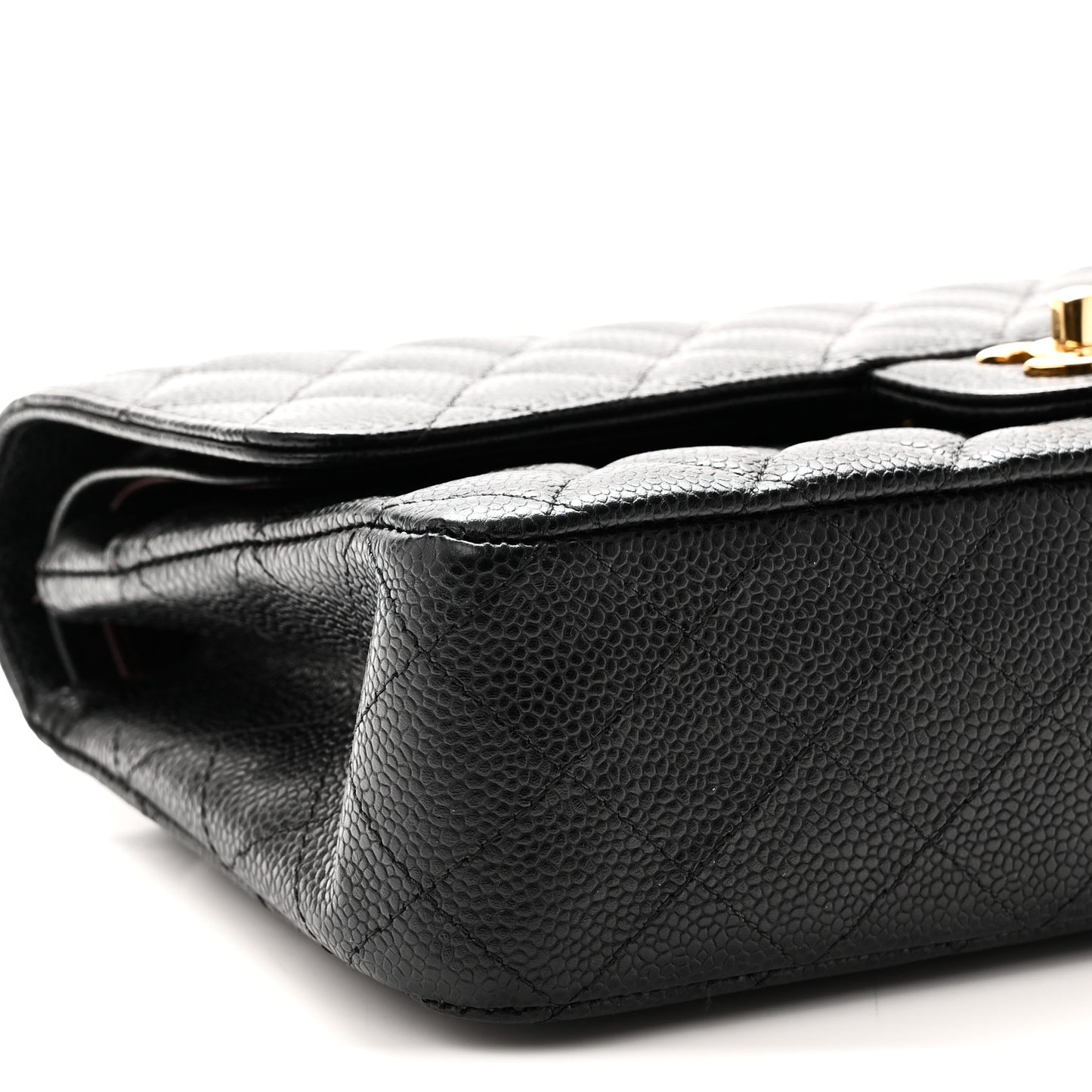 Caviar Quilted Medium Double Flap Black