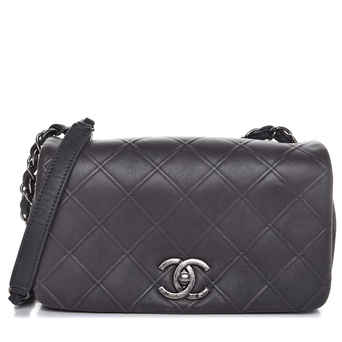 Calfskin Diamond Embossed New Chic Flap Grey