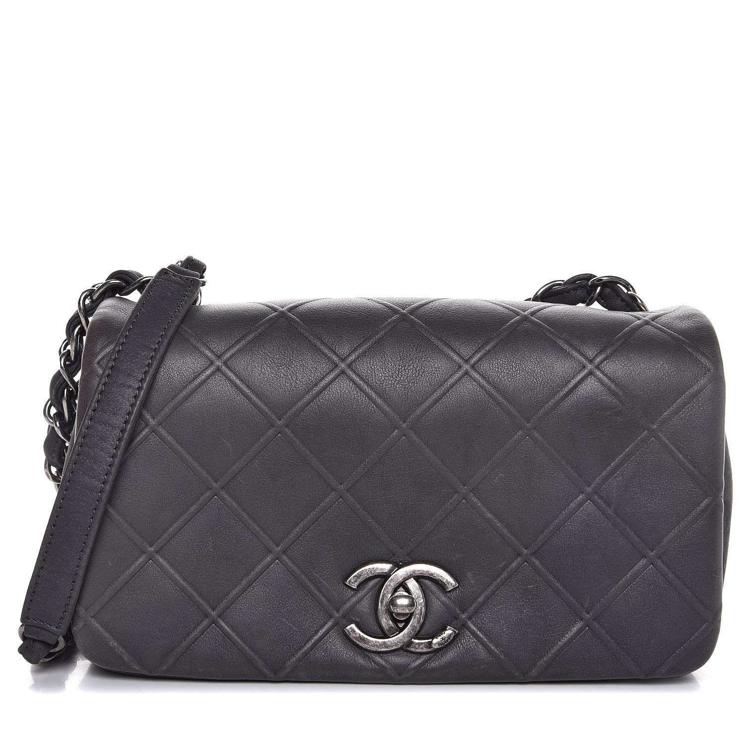 Chanel Calfskin Diamond Embossed New Chic Flap Grey 1 of 6