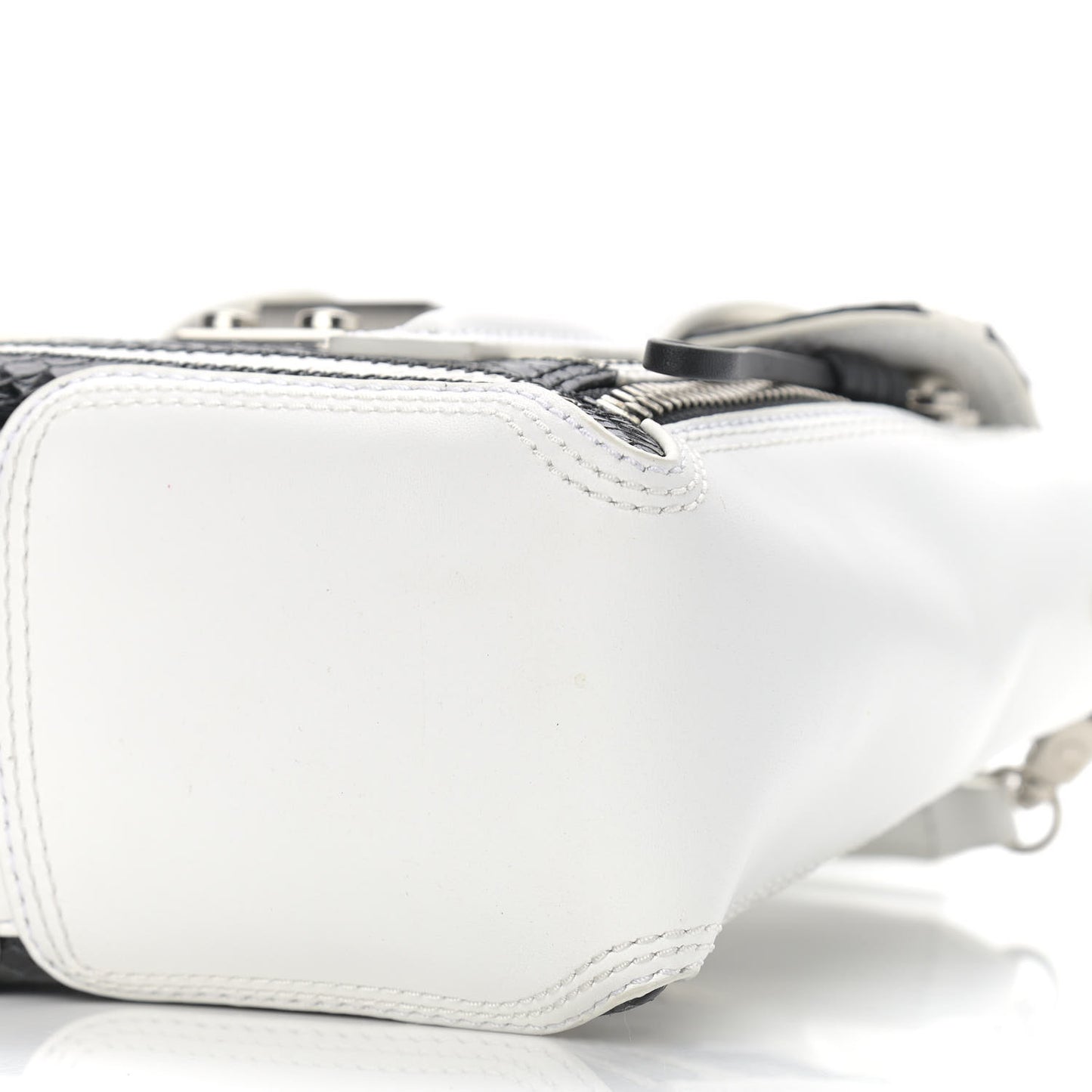 Snakeskin Calfskin Mini Pashli Satchel Black White