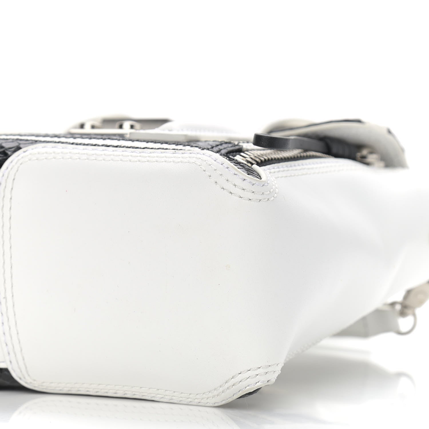 3.1 Phillip Lim Snakeskin Calfskin Mini Pashli Satchel Black White 9 of 13