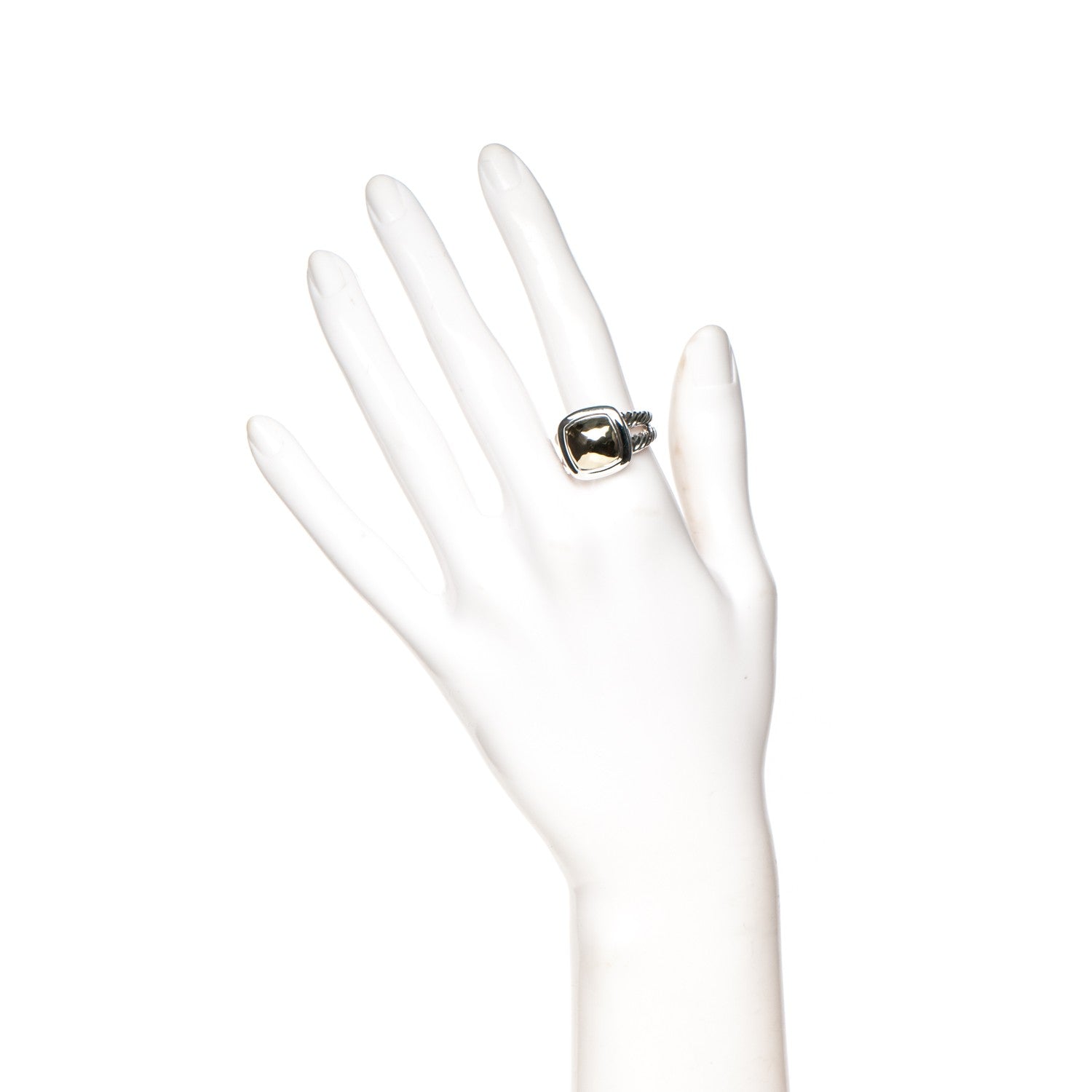 David Yurman Sterling Silver 18K Yellow Gold 11mm Albion Dome Ring 58 8.5 2 of 5