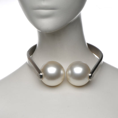 Chanel Giant Pearl Headphones Necklace Silver 2 of 8