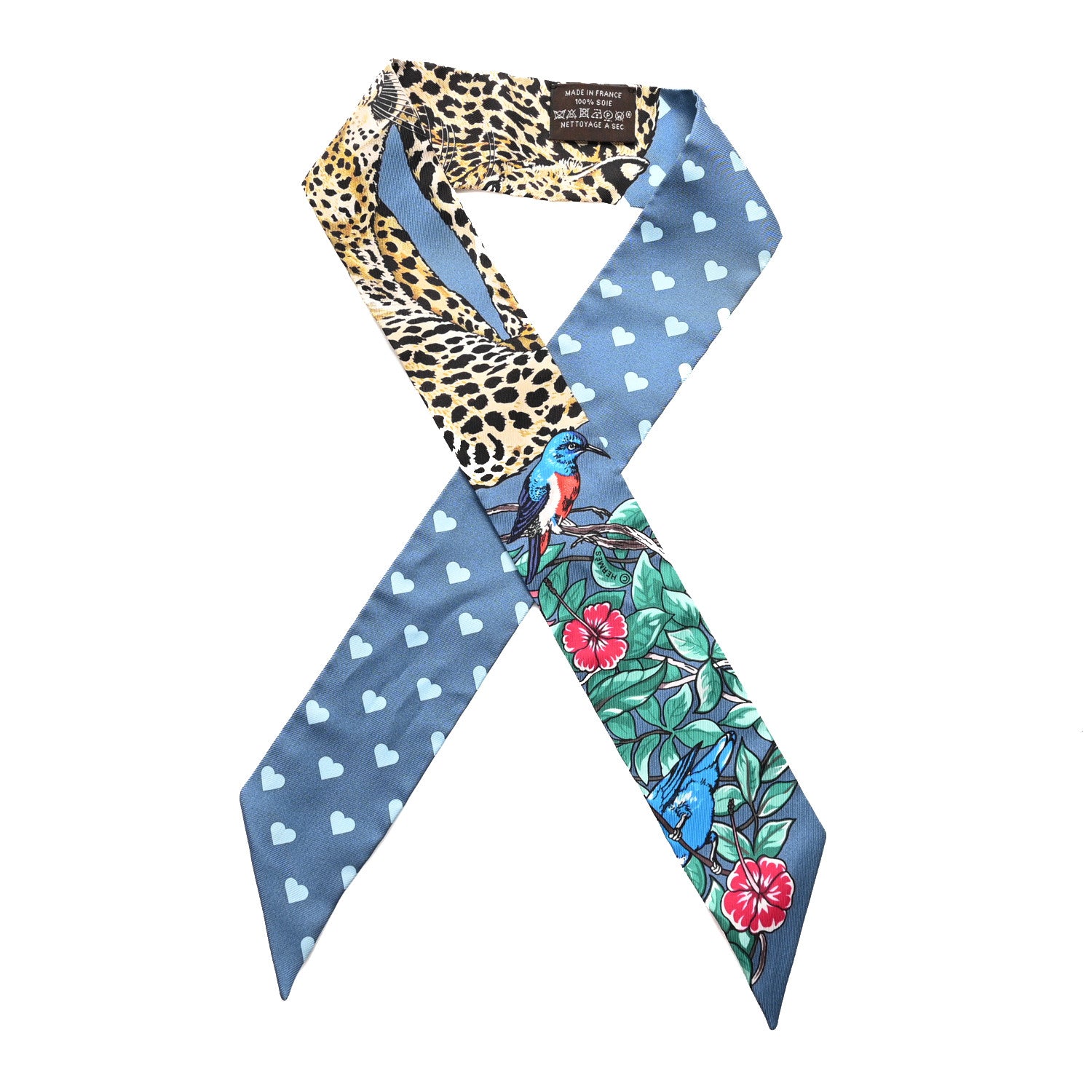 Hermes Silk Jungle Love Twilly Gris Bleuete Vert 1 of 4