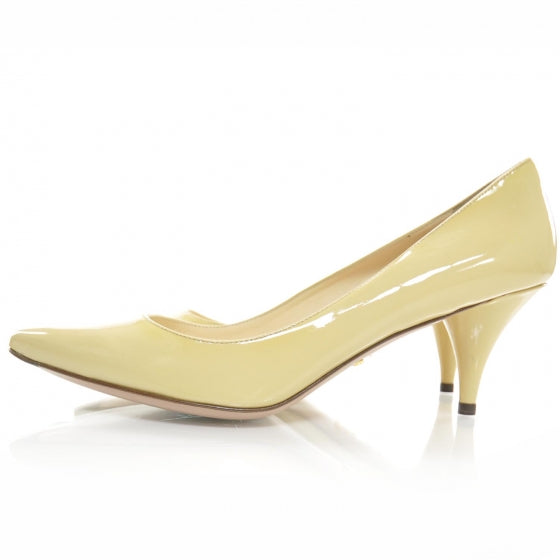 Prada Vernice Kitten Heels 37.5 Beige 2 of 7