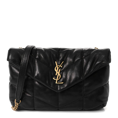 Saint Laurent Lambskin Quilted Toy Loulou Puffer Monogram Chain Satchel Black 1 of 10