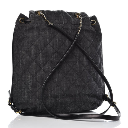 Chanel Denim Calfskin Quilted Backpack Dark Grey Black 3 of 7