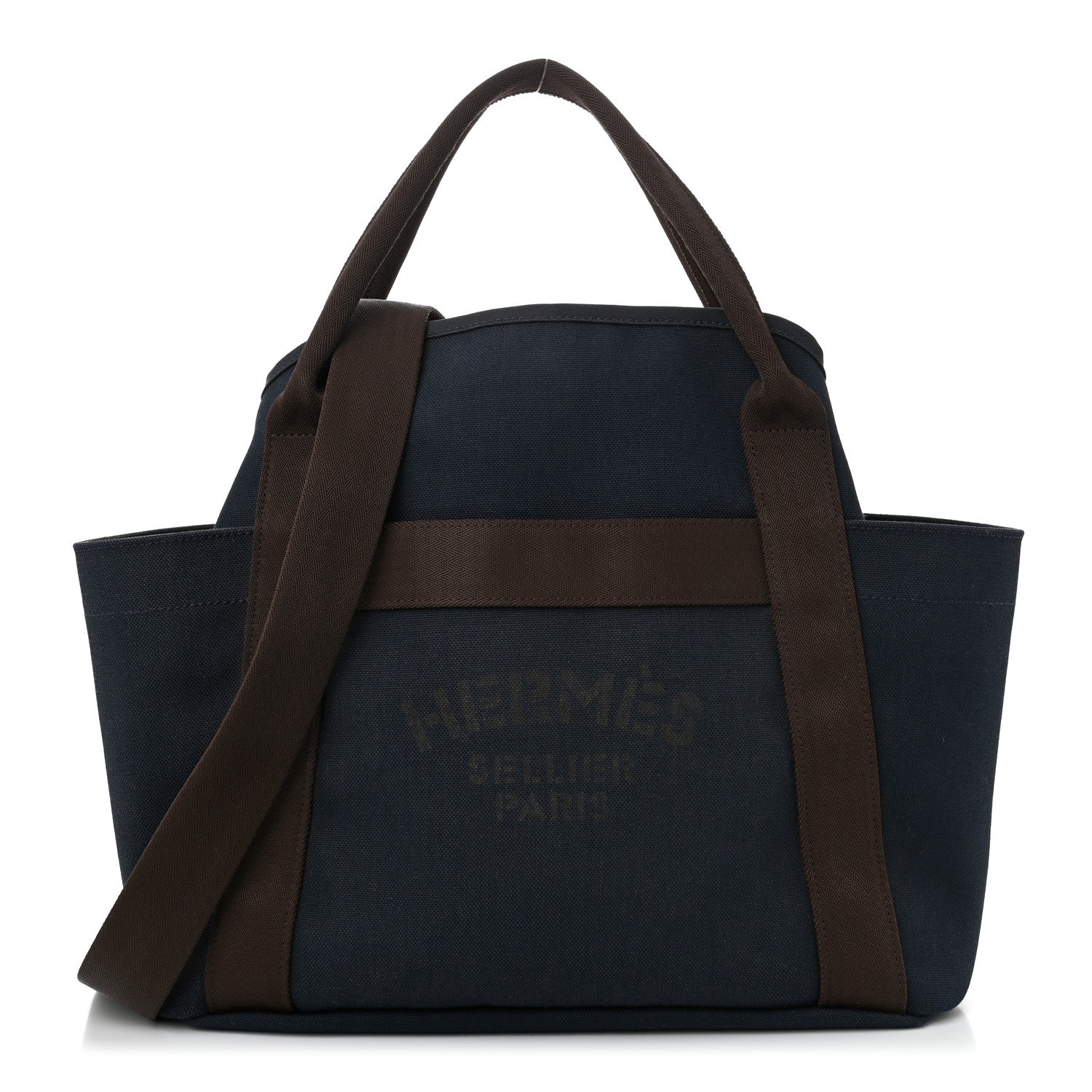 Hermes Toile Sac De Pansage Groom Bleu Navy Feu 1 of 11
