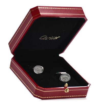 Cartier Sterling Silver Palladium Finish Wax Seal Motif Cufflinks 5 of 5
