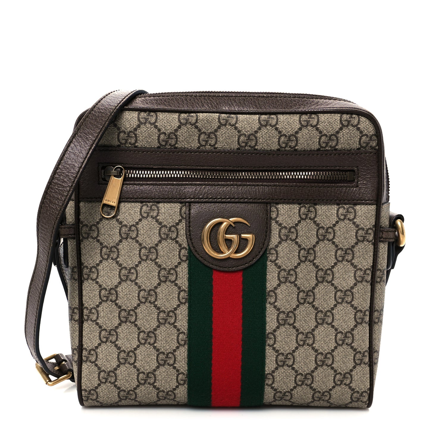 GG Supreme Monogram Web Small Ophidia Messenger Bag Brown