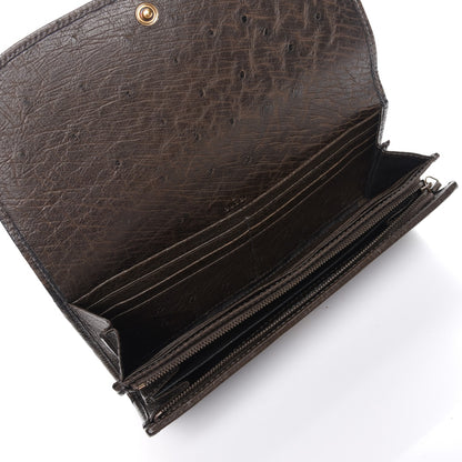 Gucci Ostrich 1973 Continental Clutch Wallet Cocoa Brown 5 of 6