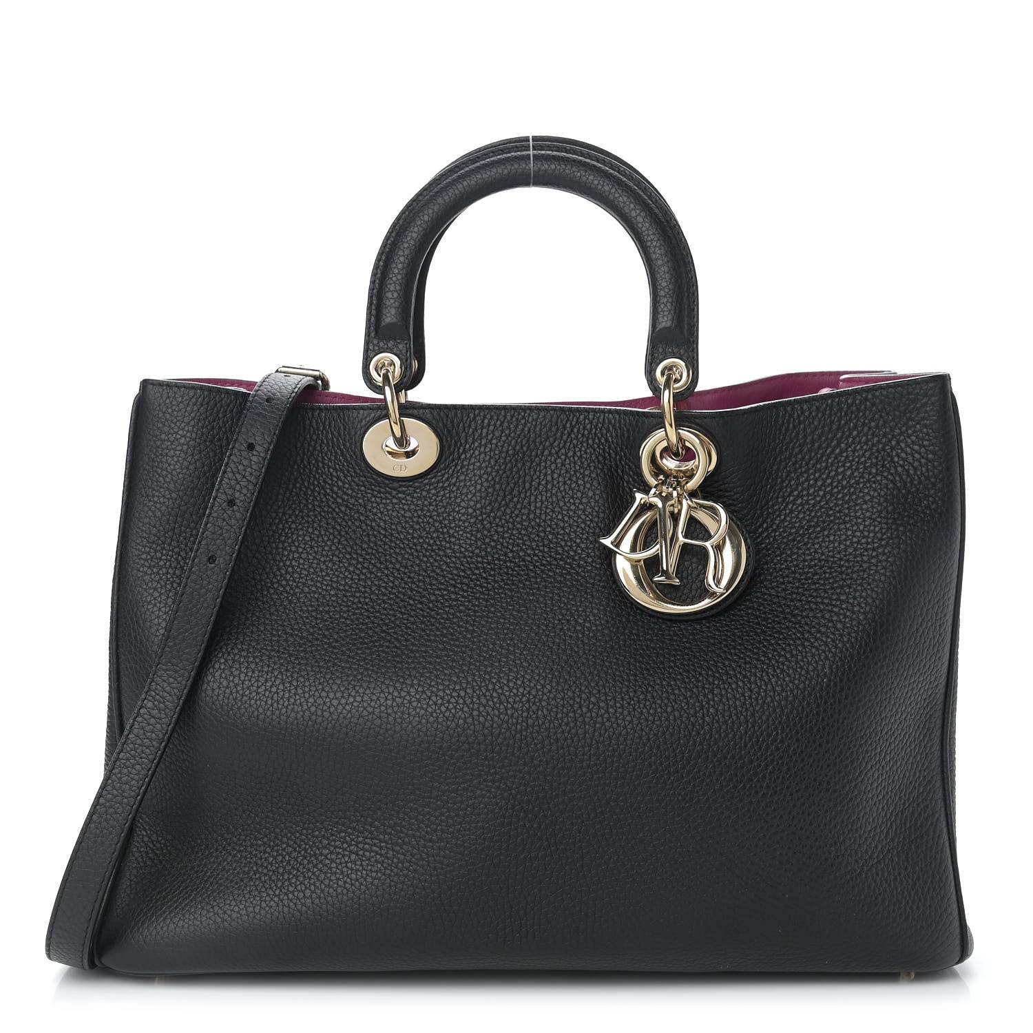 Christian Dior Bullcalf Large Diorissimo Tote Black Rose Indien 3 of 14