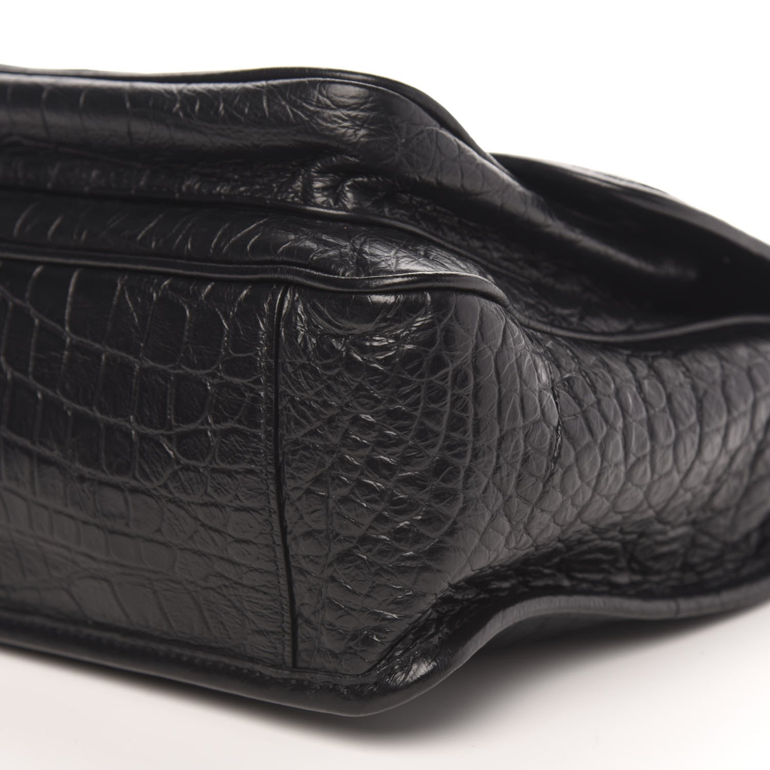 Saint Laurent Crocodile Embossed Lambskin Monogram Medium Niki Chain Satchel Black 8 of 10