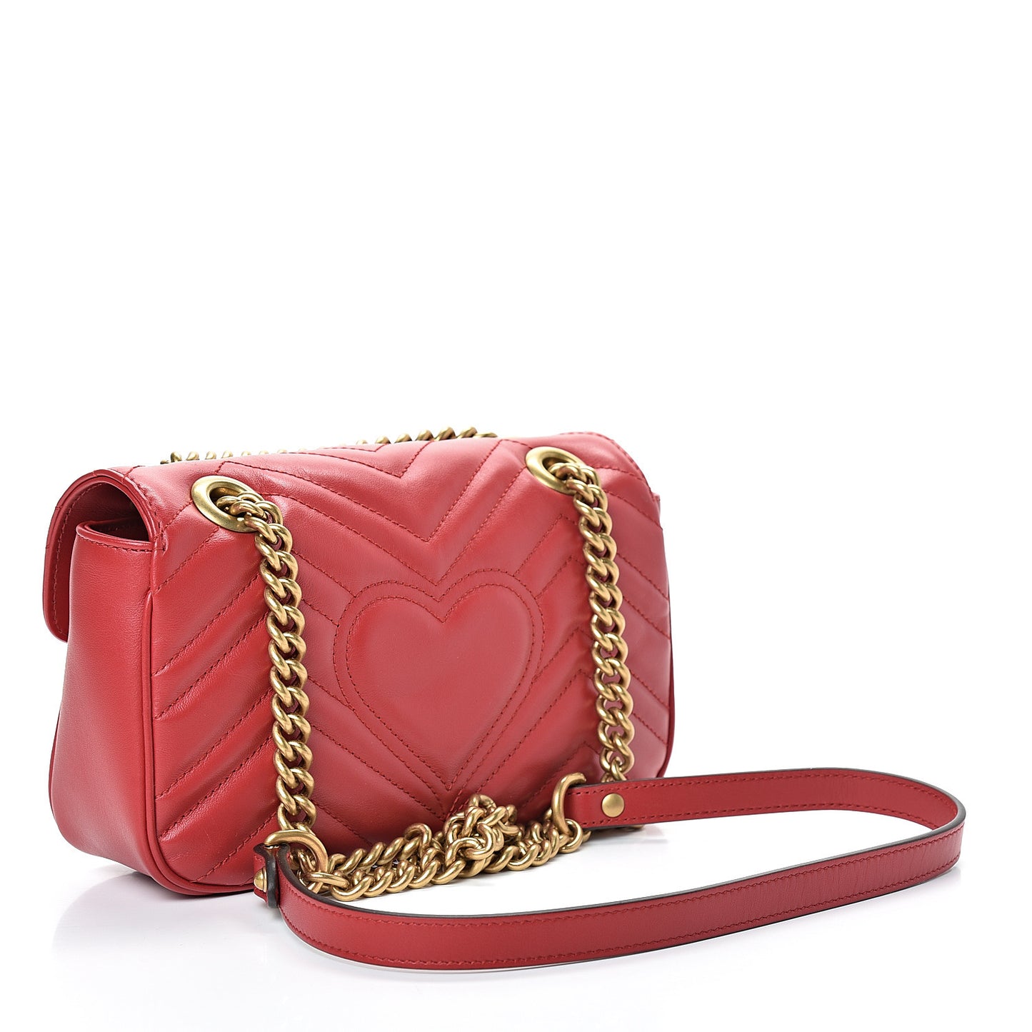 Calfskin Matelasse Mini GG Marmont Shoulder Bag Hibiscus Red