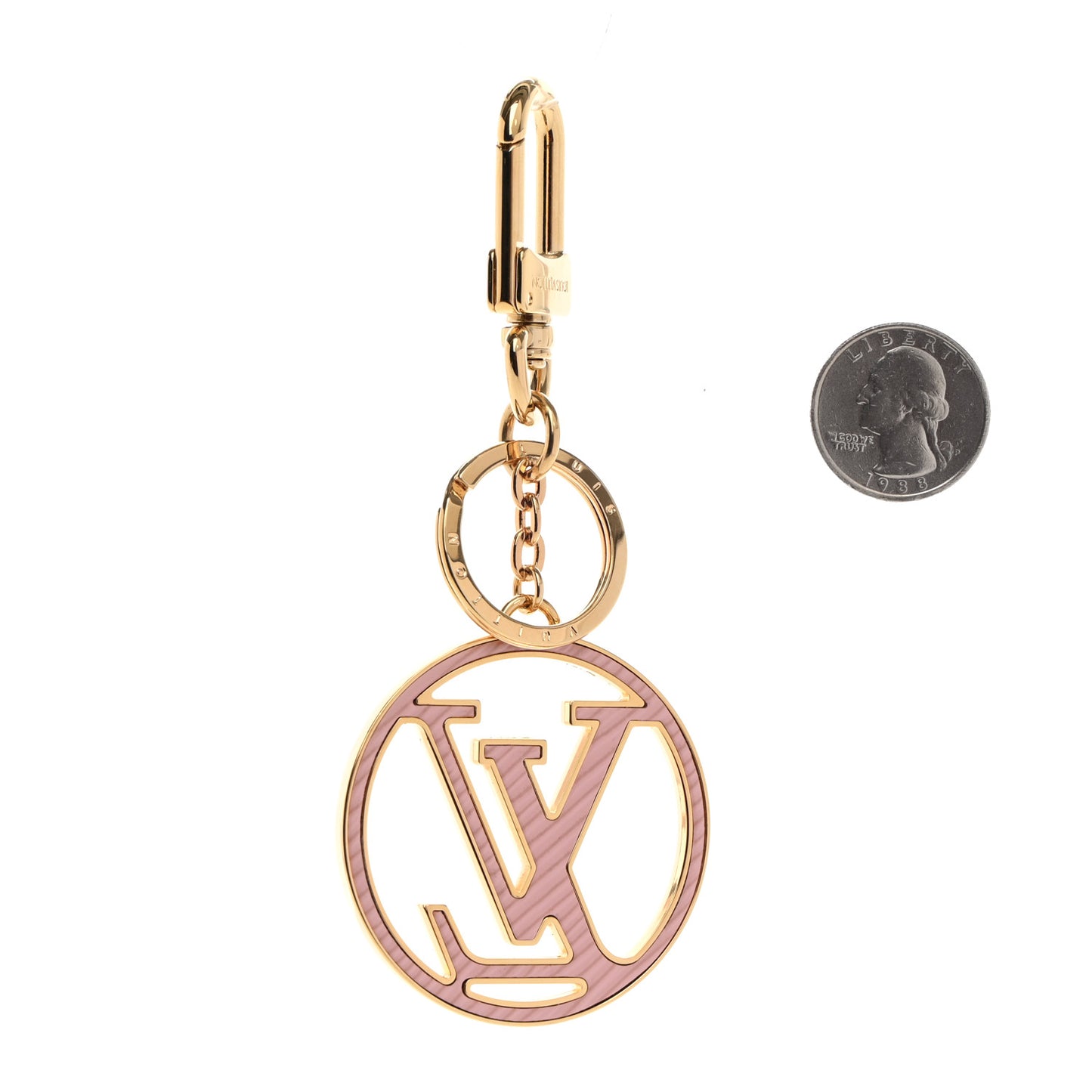 LV Circle Bag Charm Key Holder Pink Red