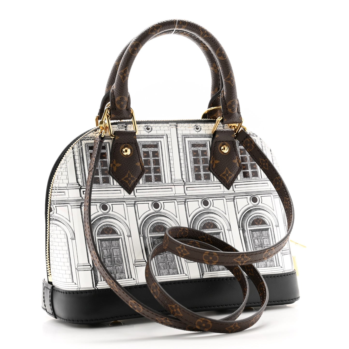 X FORNASETTI Calfskin Architettura Alma BB Black White