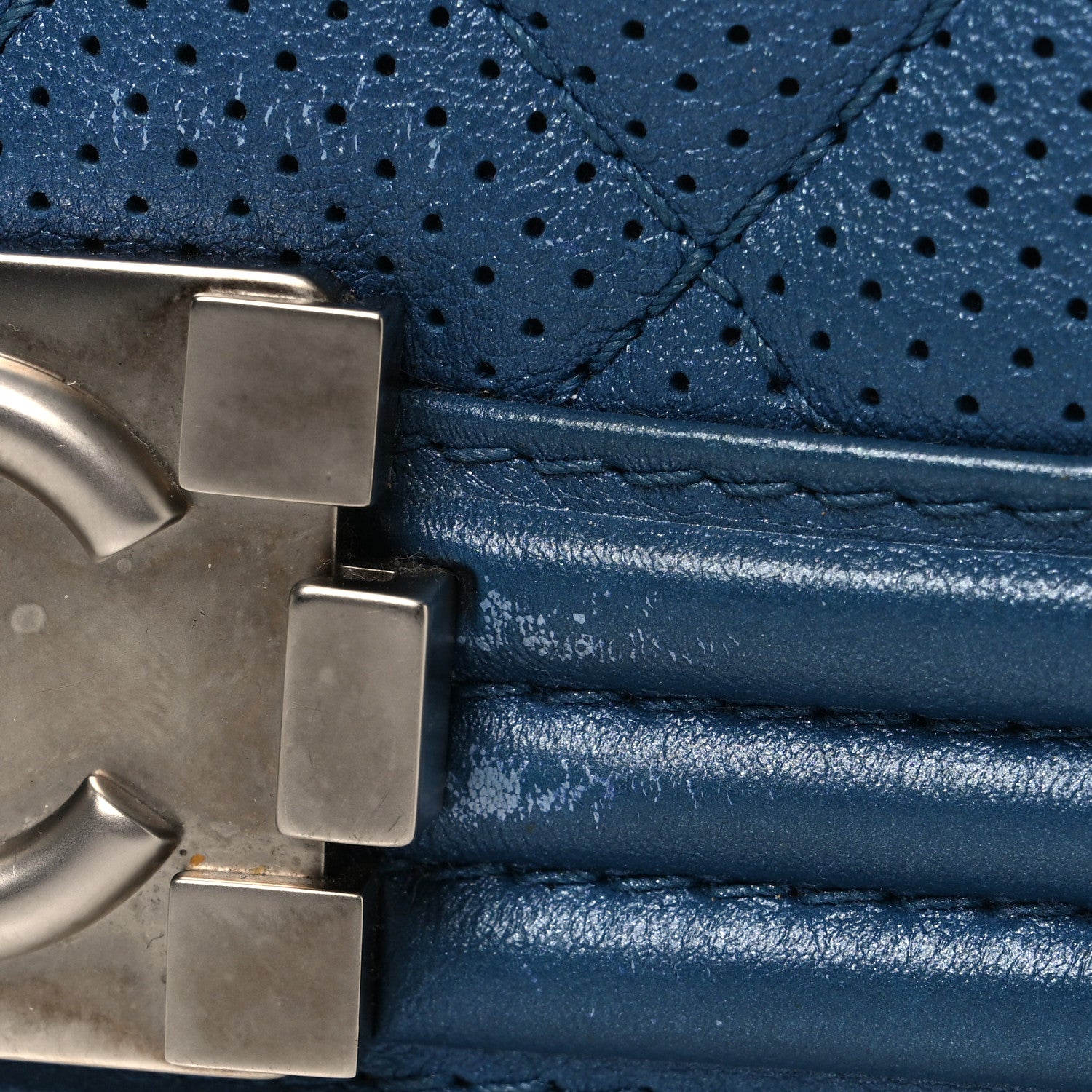 Chanel Perforated Lambskin Quilted New Medium Boy Flap Blue 12 of 13
