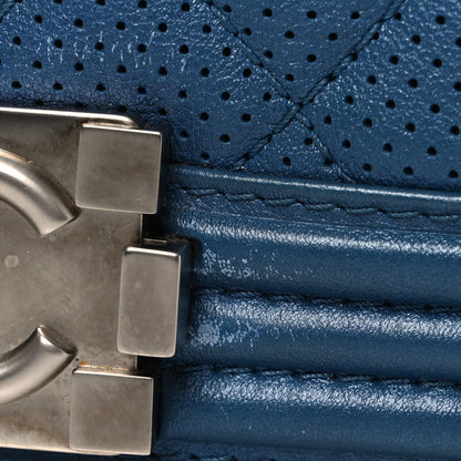 Chanel Perforated Lambskin Quilted New Medium Boy Flap Blue 12 of 13