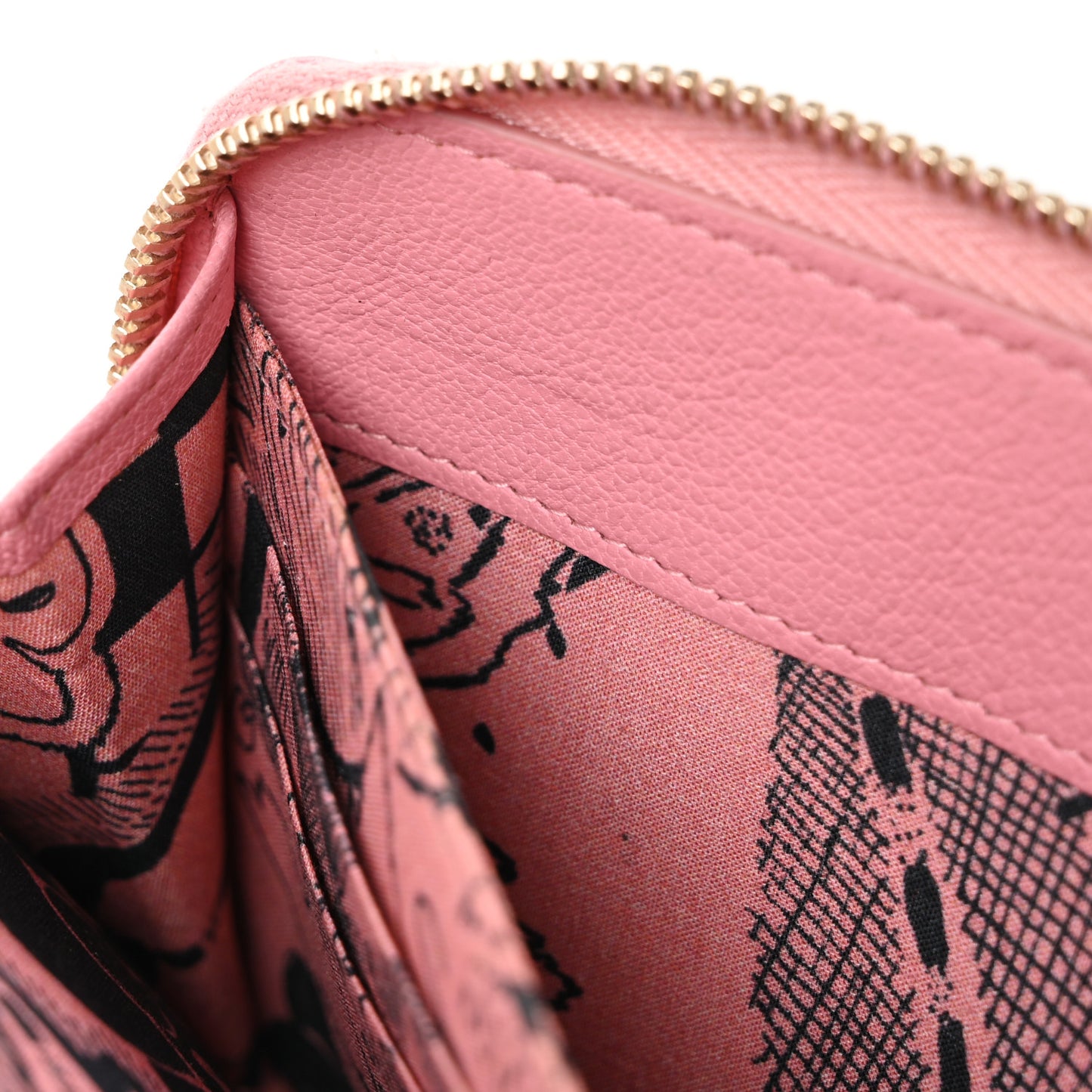 Goatskin Zip Around Wallet  Pink