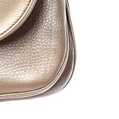 Gucci Metallic Pebbled Calfskin Medium 1973 Chain Shoulder Bag Golden Beige 10 of 10