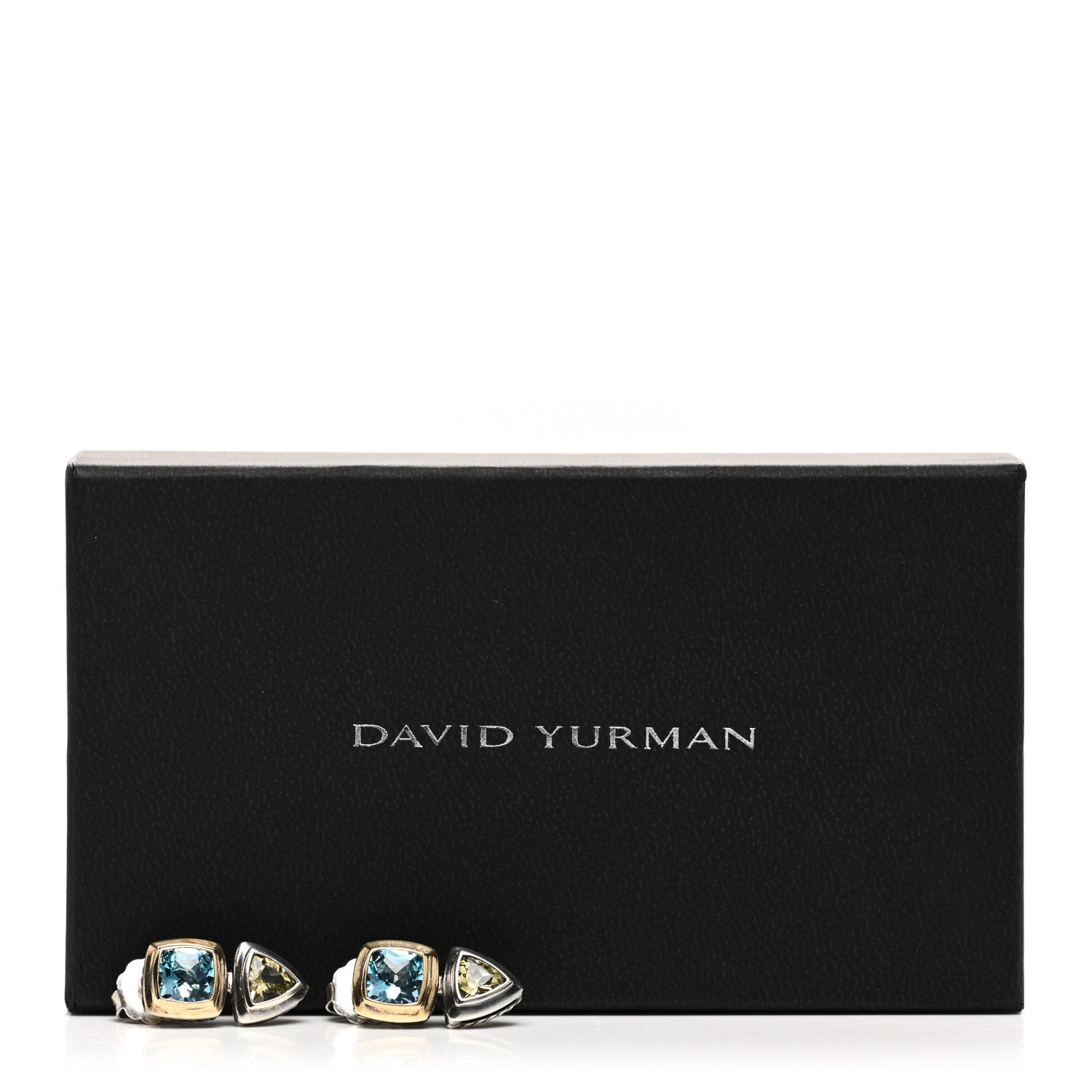 David Yurman Sterling Silver 18K Yellow Gold Blue Topaz Citrine Renaissance Drop Earrings 5 of 5