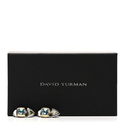 David Yurman Sterling Silver 18K Yellow Gold Blue Topaz Citrine Renaissance Drop Earrings 5 of 5