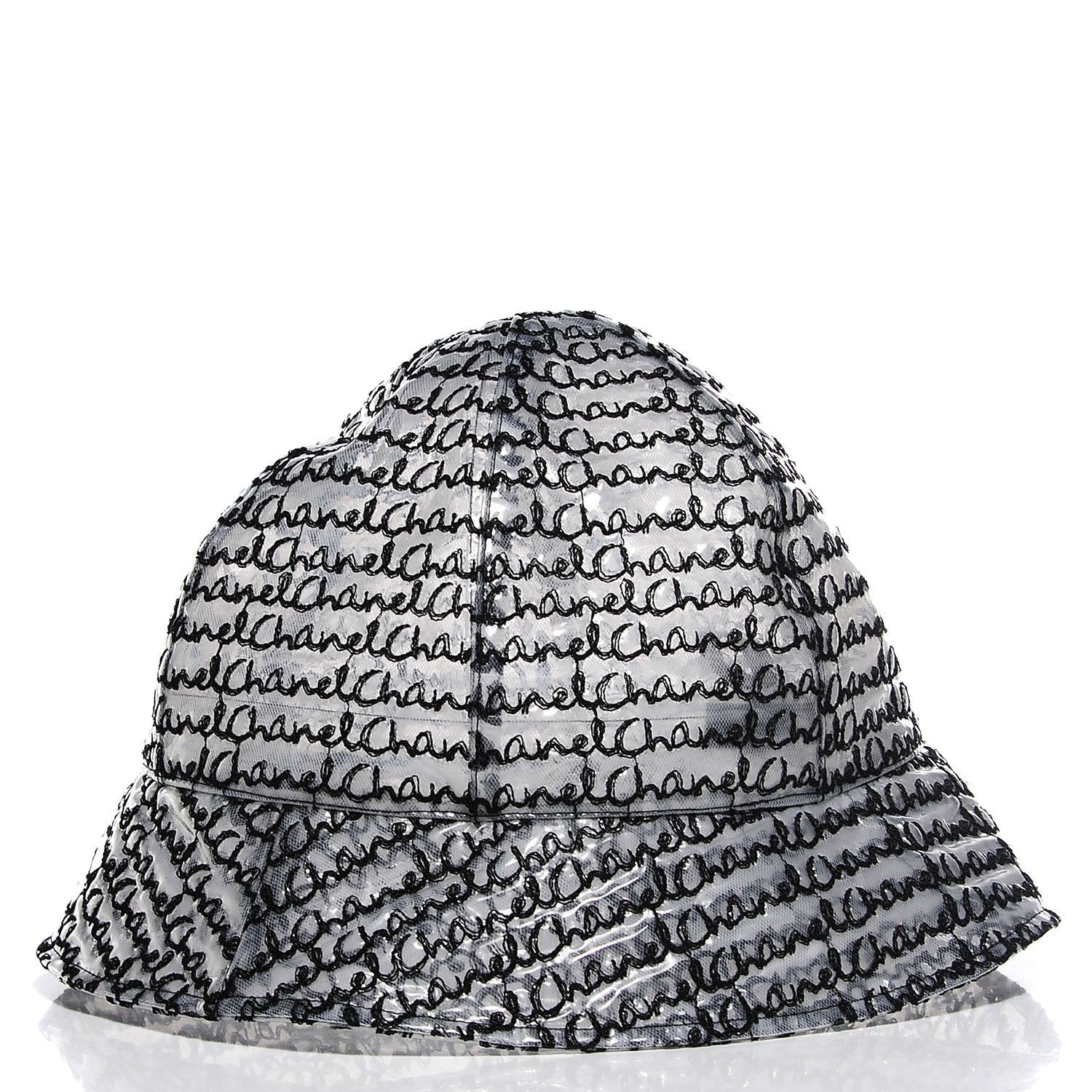 Chanel Polyurethane Logo Bucket Rain Hat M White Black 4 of 16