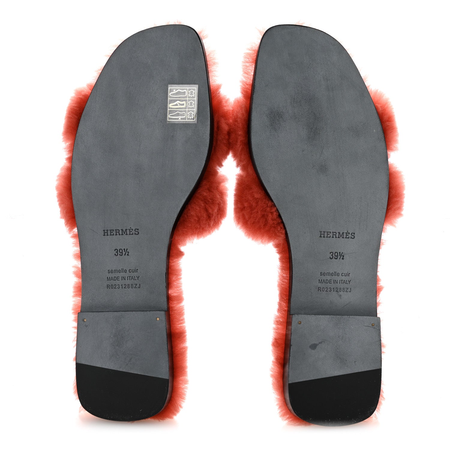 Hermes Woolskin Oran Sandals 39.5 Rouge De Turin 6 of 9