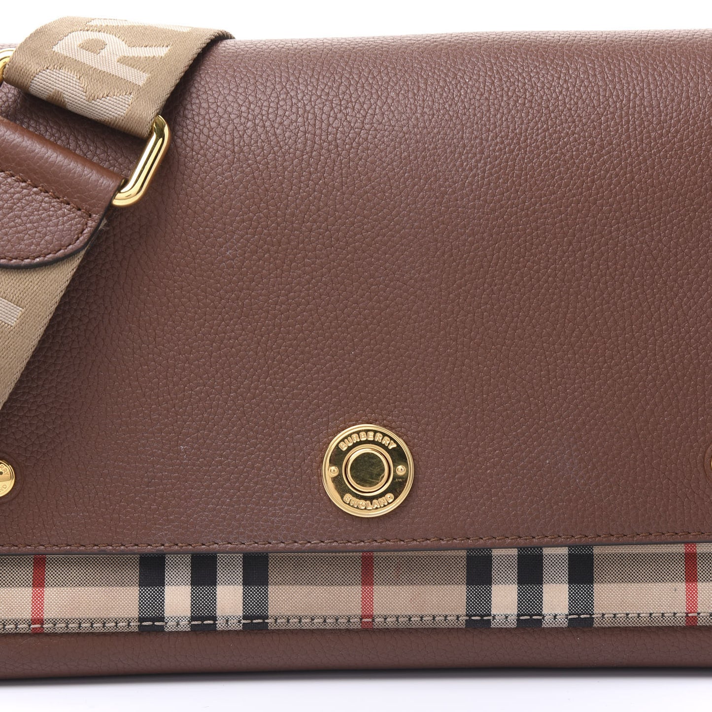 Calfskin Vintage Check Note Crossbody Bag Tan