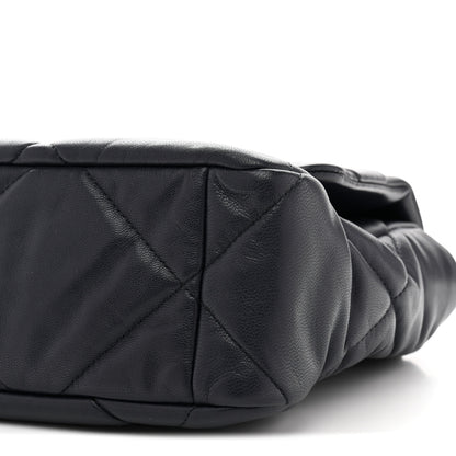 Chanel Goatskin Quilted Large Chanel 19 Flap Navy Blue 10 of 10