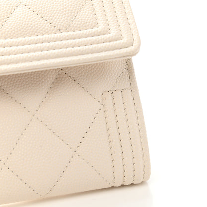 Chanel Caviar Quilted Large Boy Gusset Flap Wallet White 11 of 12