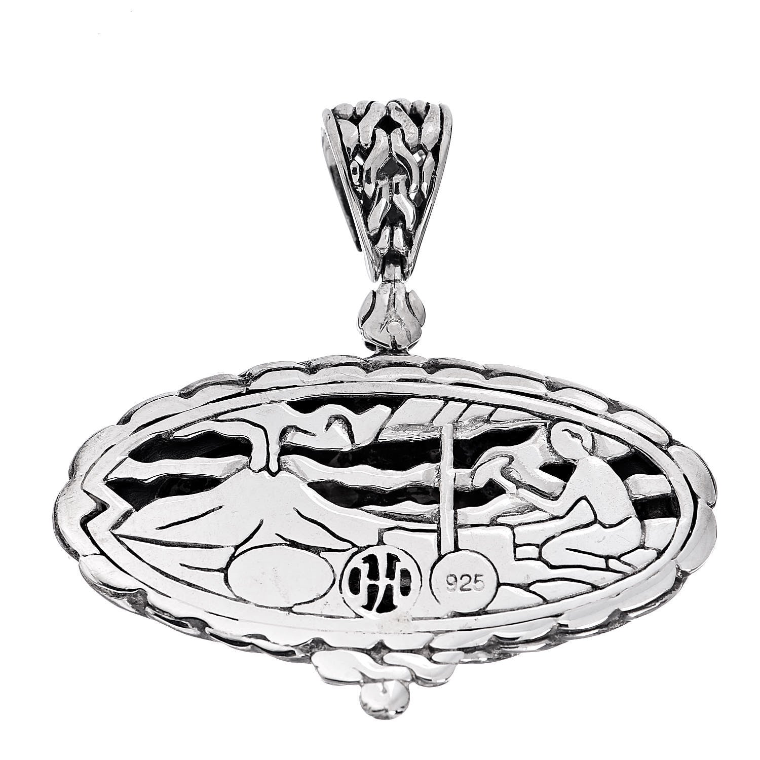 John Hardy Sterling Silver Oval Palu Hammered Pendant 6 of 8