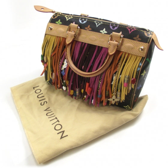 Louis Vuitton Monogram Multicolor Fringe Speedy 25 Black 3 of 10