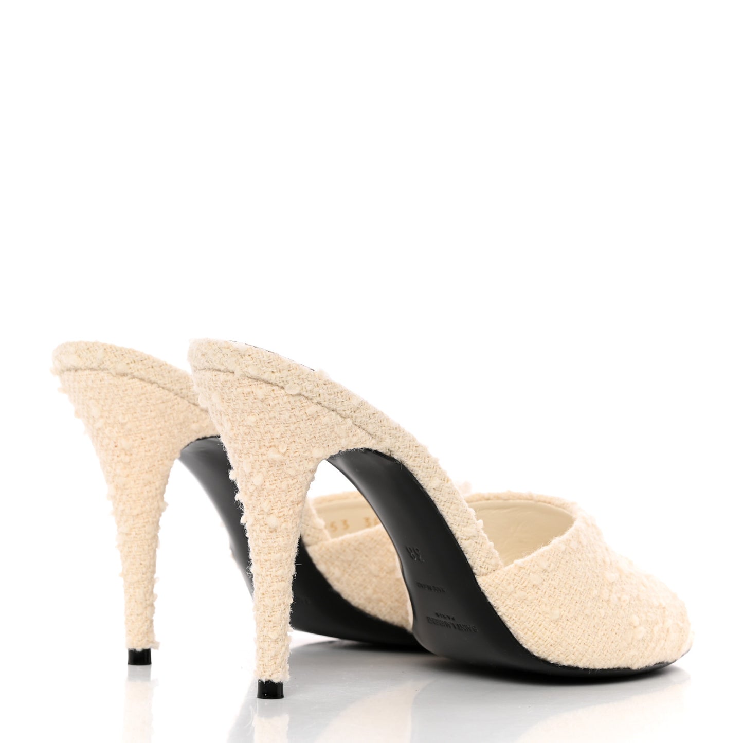 Boucle Tweed La 16 Mule Sandals 38 White