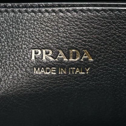Prada Soft Grain Calfskin Small Double Belt Tote Black 6 of 9