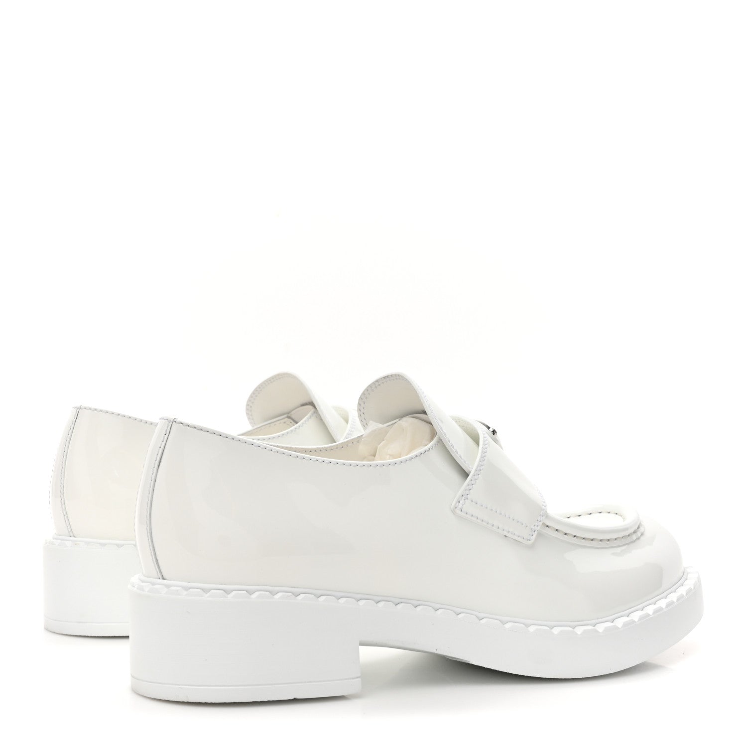 Prada Vernice Triangle 50mm Loafers 38.5 White 4 of 13