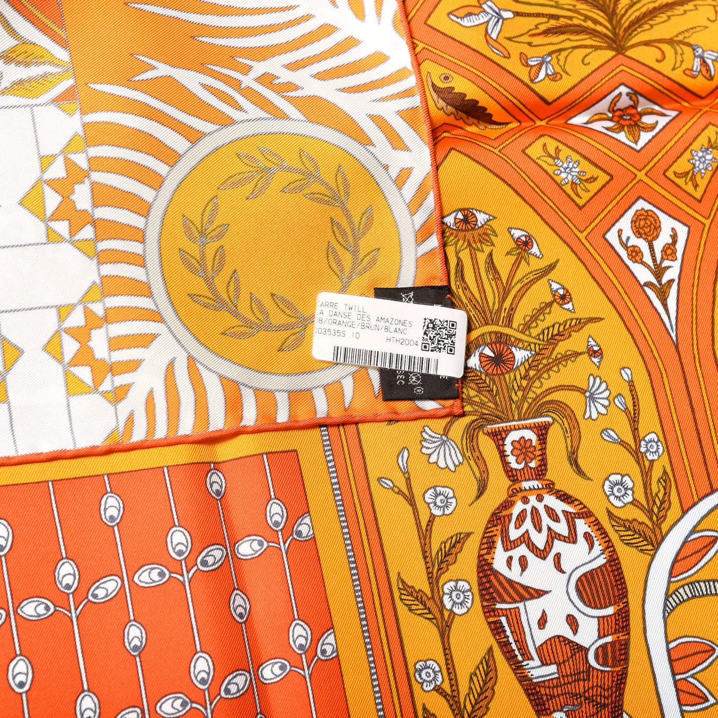 Silk La Danse Des Amazones Scarf 90 Orange Brun White