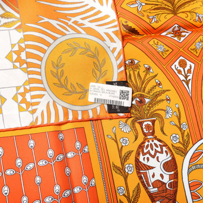 Hermes Silk La Danse Des Amazones Scarf 90 Orange Brun White 8 of 12