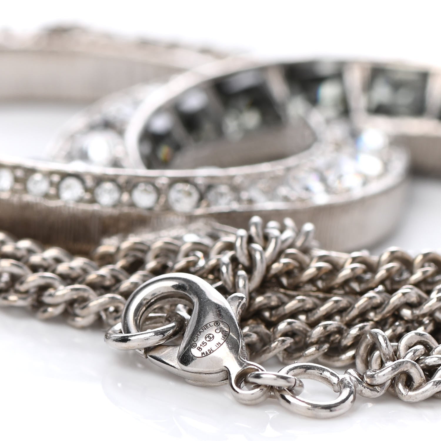 Chanel Baguette Crystal Moon CC Necklace Silver 3 of 3
