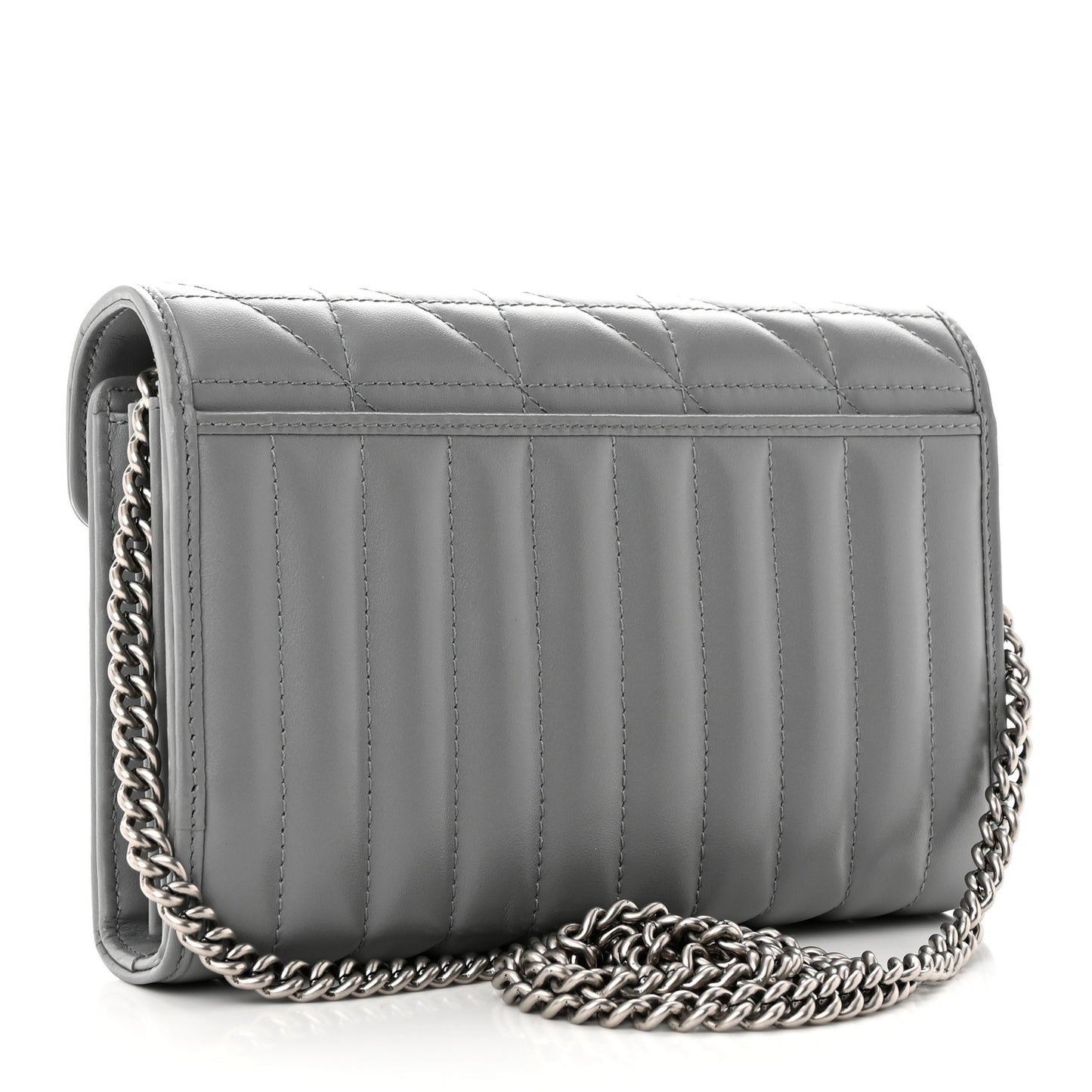 Calfskin Matelasse Aria GG Marmont Chain Wallet Deep Grey