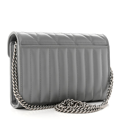 Gucci Calfskin Matelasse Aria GG Marmont Chain Wallet Deep Grey 2 of 10