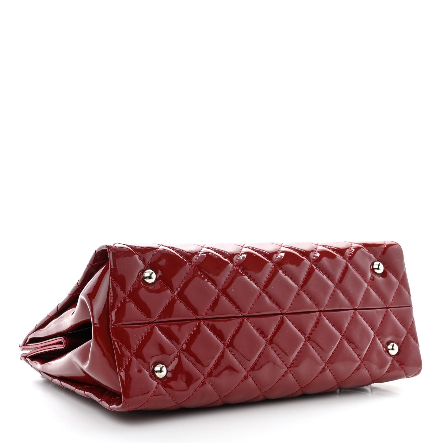 Patent Quilted Timeless CC Shopping Tote Red